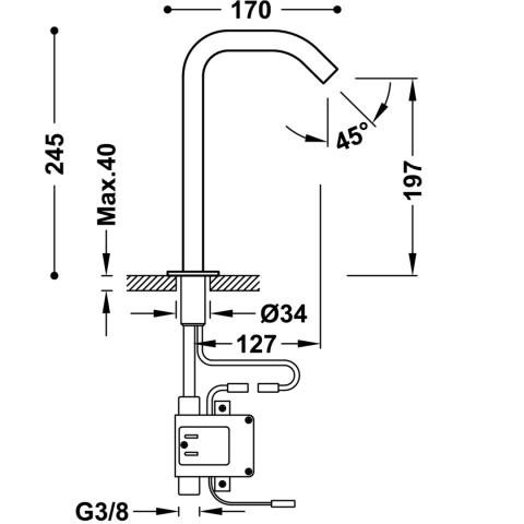 Tres bateria umywalkowa elektroniczna chrom