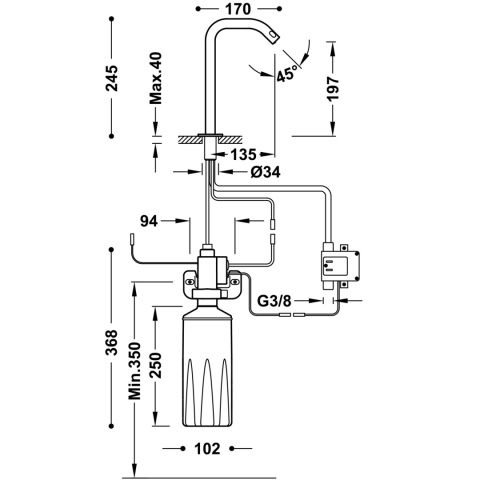 Tres bateria umywalkowa elektroniczna chrom