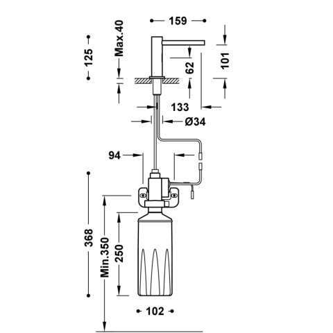 Tres bateria umywalkowa elektroniczna czarny mat
