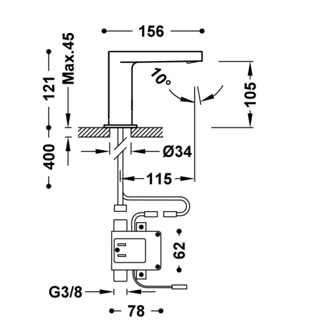 Tres bateria umywalkowa elektroniczna chrom