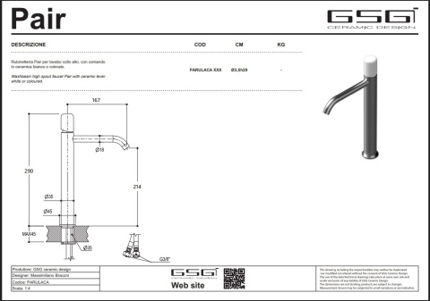 GSG bateria umywalkowa wysoka LIKE fumo