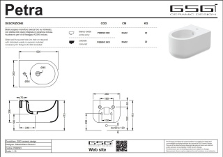 GSG bidet wiszący PETRA biały mat