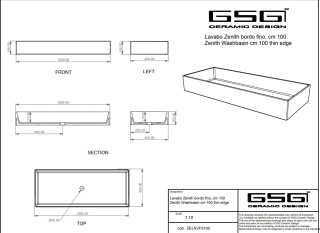 GSG umywalka 100cm BRIO czarny połysk