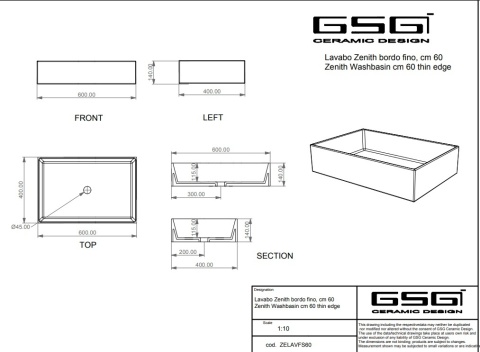 GSG umywalka 60cm BRIO czarny połysk
