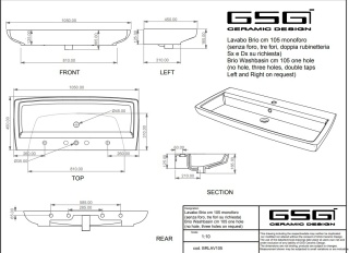 GSG umywalka 105cm BRIO biały połysk