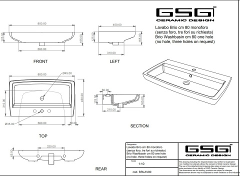 GSG umywalka 80cm BRIO czarny mat