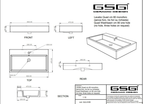 GSG umywalka 80cm BRIO tortora