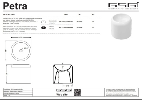 GSG umywalka 42cm PETRA bicolour