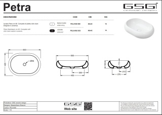 GSG umywalka 60cm PETRA czarny połysk